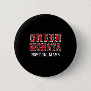 Funny Green Monstah Boston M New England  6 Cm Round Badge