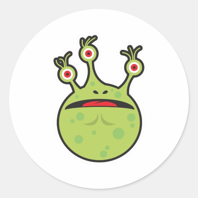 funny green monster classic round sticker (Front)