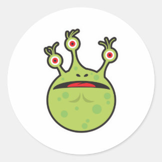 funny green monster classic round sticker