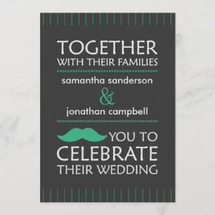 Funny Green Moustache Wedding Invitations