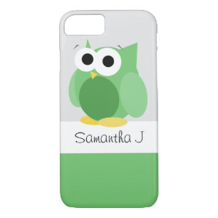 Funny Green Owl - Personalised iPhone 7 Case