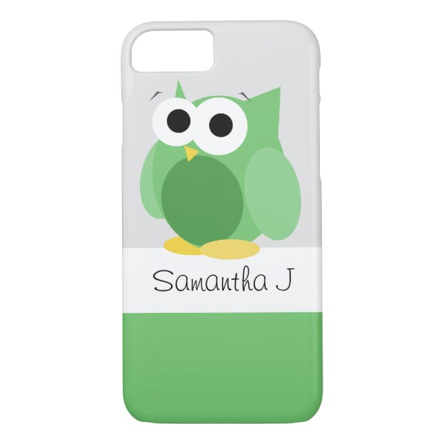 Funny Green Owl - Personalised iPhone 7 Case (Back)