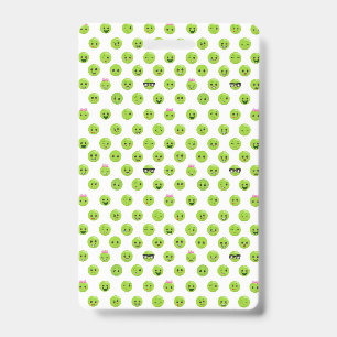 Funny Green Peas Emoticon Face Healthy Vegetables ID Badge