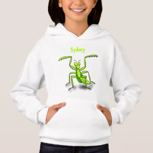 Funny green praying mantis cartoon illustration