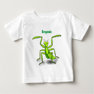 Funny green praying mantis cartoon illustration baby T-Shirt