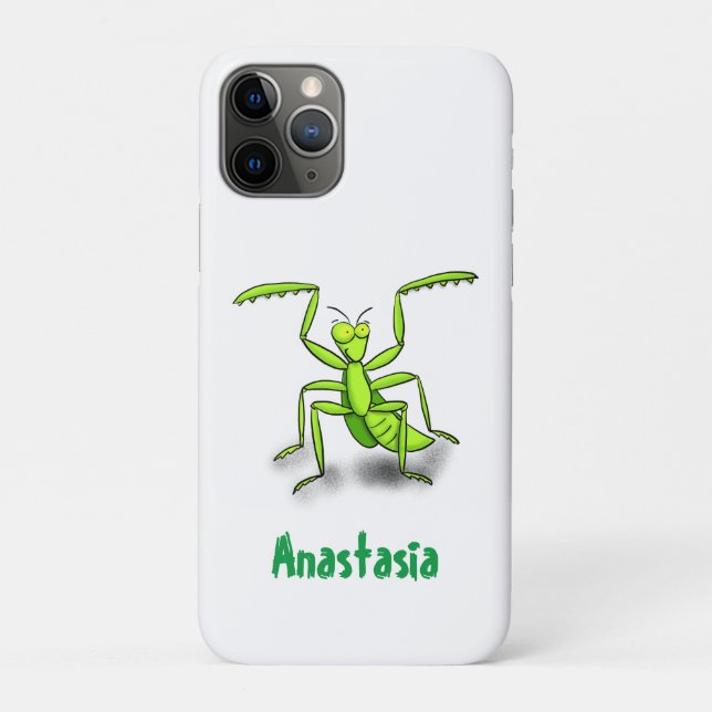 Funny green praying mantis cartoon illustration Case-Mate iPhone case (Back)