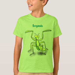 Funny green praying mantis cartoon illustration T-Shirt