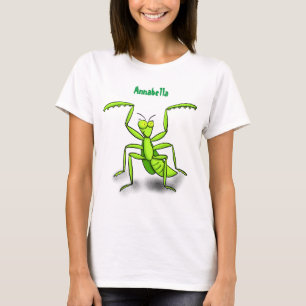 Funny green praying mantis cartoon illustration T-Shirt