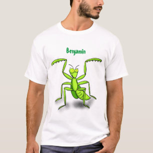 Funny green praying mantis cartoon illustration T-Shirt