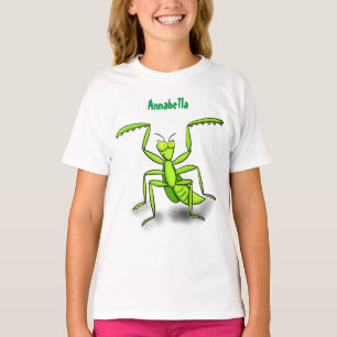 Funny green praying mantis cartoon illustration T-Shirt