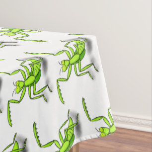 Funny green praying mantis cartoon illustration tablecloth