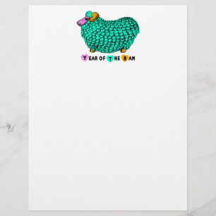 Funny Green Ram Chinese Year Zodiac Letterhead
