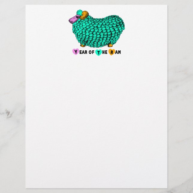 Funny Green Ram Chinese Year Zodiac Letterhead (Front)