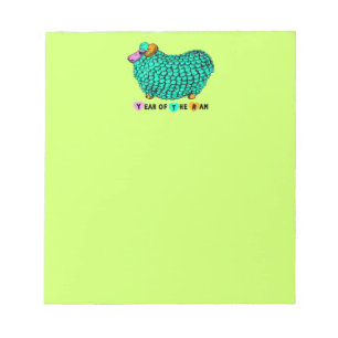 Funny Green Ram Chinese Year Zodiac Notepad