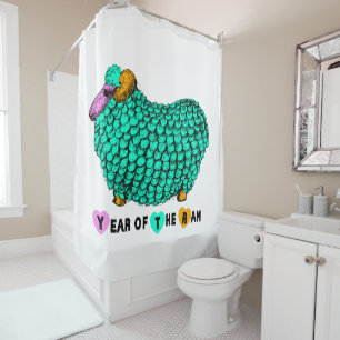 Funny green Ram Chinese Year Zodiac Shower C Curtain
