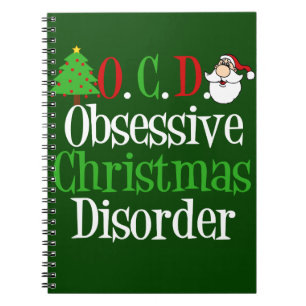 Funny Green Red Christmas Obsessed Notebook