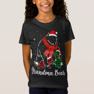Funny Green Red Plaid Grandma Bear Matching Pajama T-Shirt