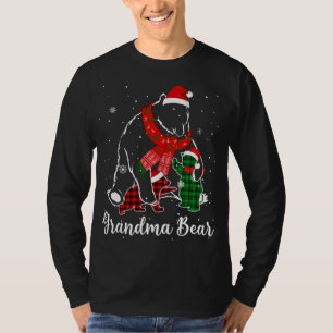 Funny Green Red Plaid Grandma Bear Matching Pajama T-Shirt