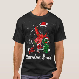 Funny Green Red Plaid Grandpa Bear Matching Pajama T-Shirt