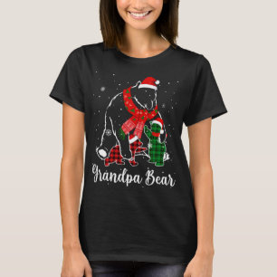 Funny Green Red Plaid Grandpa Bear Matching Pajama T-Shirt