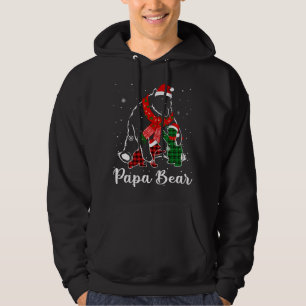 Funny Green Red Plaid Papa Bear Matching Pajama Fa Hoodie