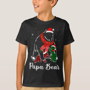 Funny Green Red Plaid Papa Bear Matching Pajama Fa T-Shirt