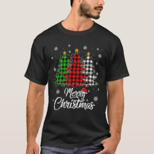 Funny Green Red White Plaid Christmas Trees Xmas P T-Shirt