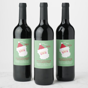 Funny Green Santa Claus Personalised Christmas Wine Label