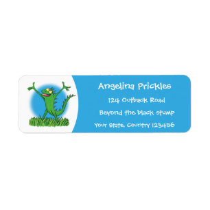 Funny green smiling animated iguana lizard