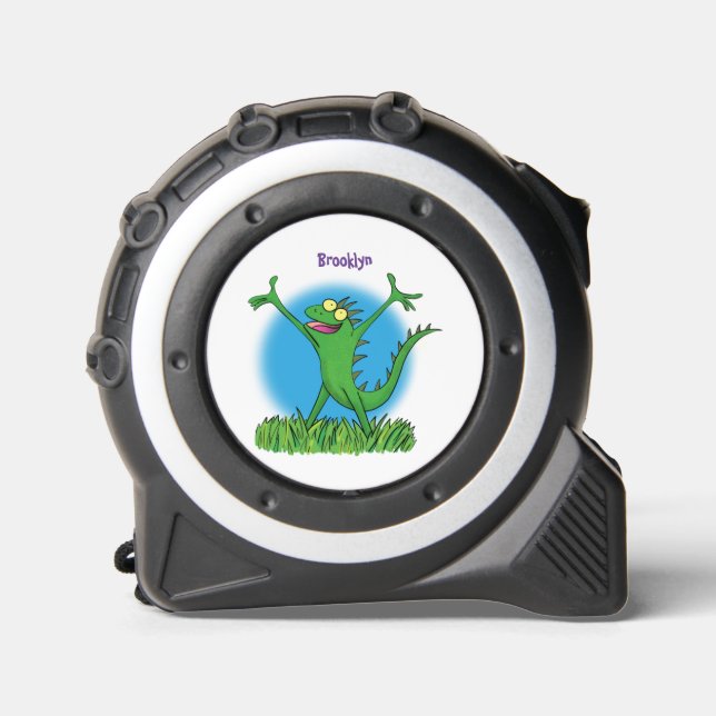 Funny green smiling animated iguana lizard 1 (Front)