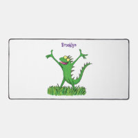 Funny green smiling animated iguana lizard