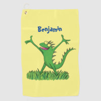 Funny green smiling animated iguana lizard