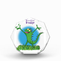 Funny green smiling animated iguana lizard