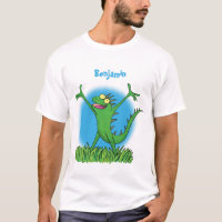 Funny green smiling animated iguana lizard