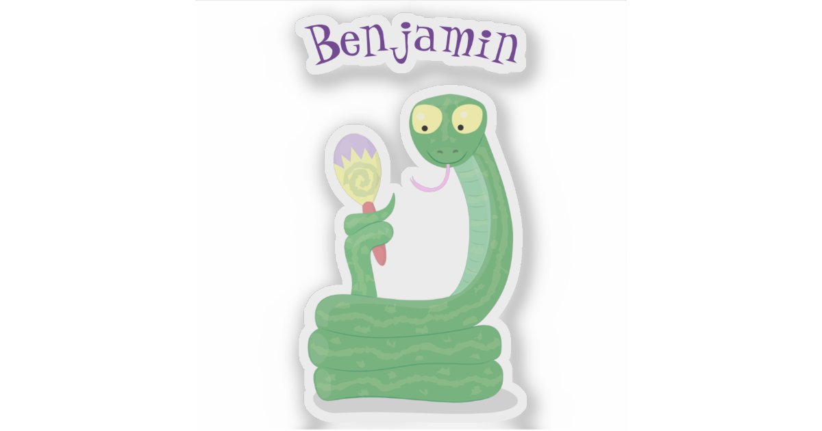 Funny green snake with maraca cartoon | Zazzle.co.uk