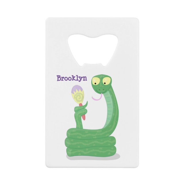 Funny green snake with maraca cartoon (Front)
