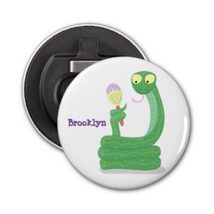 Funny green snake with maraca cartoon bottle opener