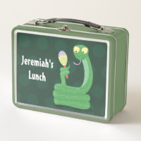 Funny green snake with maraca cartoon
