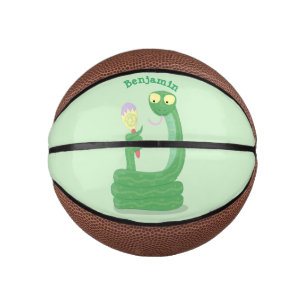 Funny green snake with maraca cartoon mini basketball