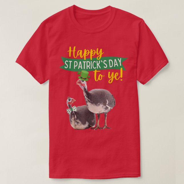 Funny Green St Patrick's Day Gift Guinea Hen Fowl  T-Shirt (Design Front)