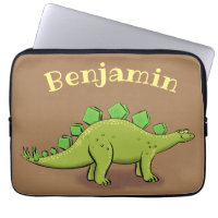 Funny green stegosaurus dinosaur cartoon