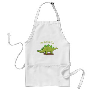 Funny green stegosaurus dinosaur cartoon standard apron