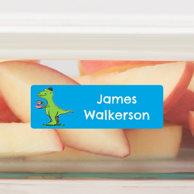 Funny green t rex dinosaur cartoon personalised (Affixed)