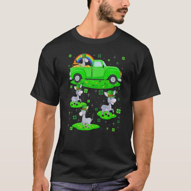 Funny Green Truck Leprechaun Hat Mule St Patrick's T-Shirt (Front)