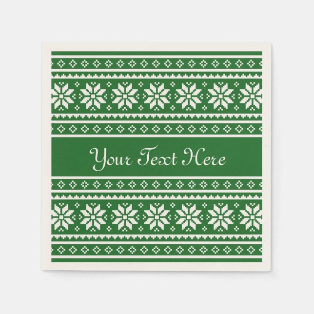 Funny green Ugly Christmas Sweater party napkins (Front)