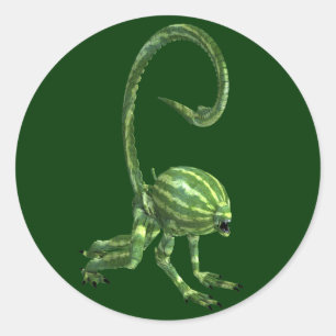 Funny Green Watermelon Monster Classic Round Sticker