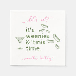 Funny Green Weenies & Tinis Martini Birthday Party Napkin