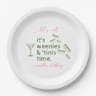 Funny Green Weenies & Tinis Martini Birthday Party Paper Plate