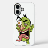 Funny Green Zombie Caricature iPhone Case