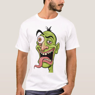 Funny Green Zombie Caricature T-Shirt